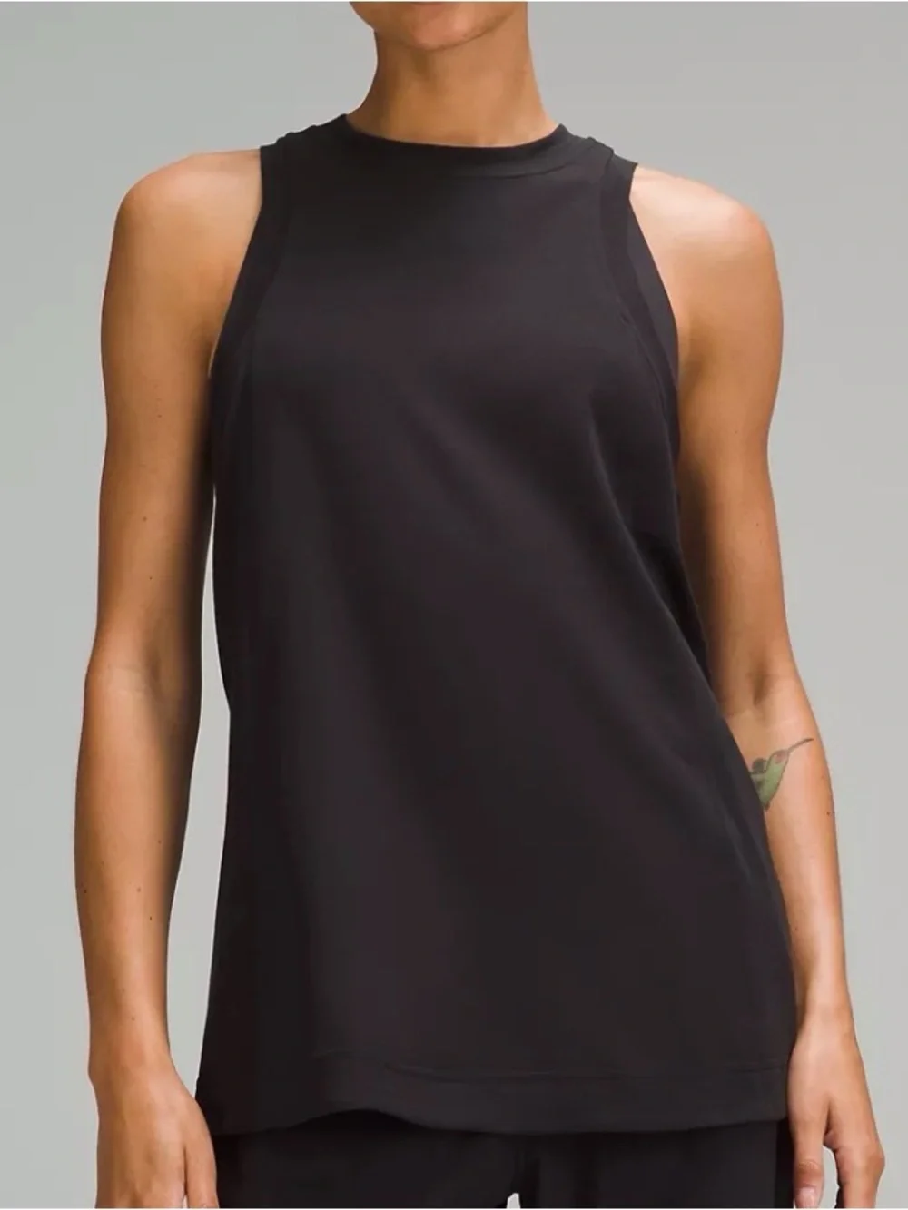 Lululemon Long Cotton Crewneck Tank Top Black